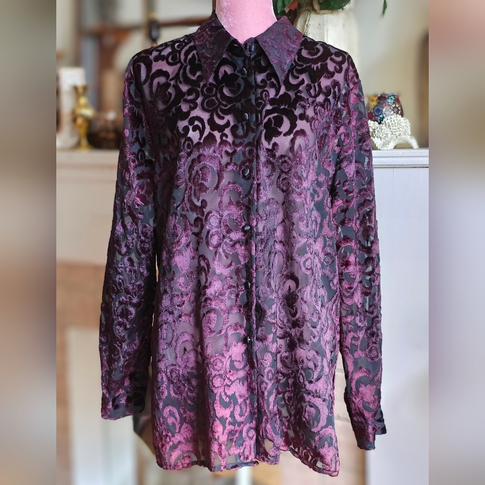 The Work Connection Flocked Velvet Jacket. Size XL. Tapestry. Goth.